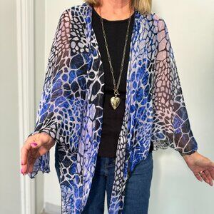 Violet Patterned Silk Cardigan Handmade 100% Silk